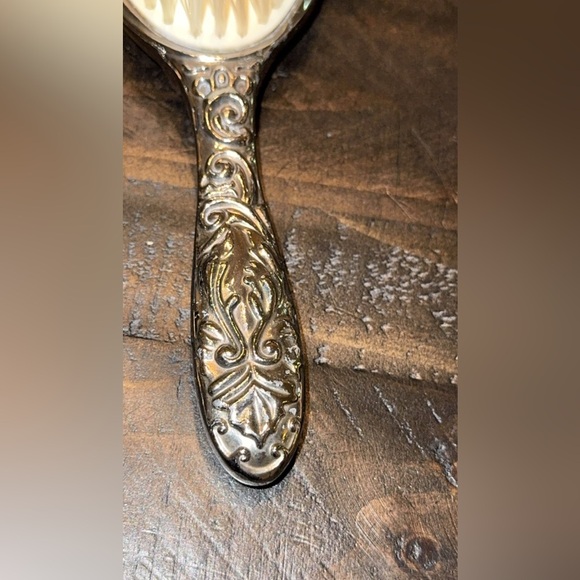 Vintage Silver Finish Vanity Mirror Brush Comb Set THREE PIECE BUNDLE main image 8